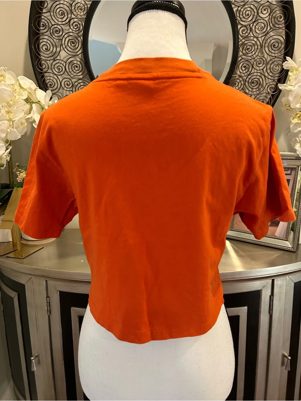 adidas Orange Velvet Trefoil Crop Top - Picture 3 of 5